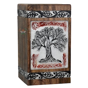 Wooden Cremation Urns for Human Ashes - Tree of Life Wooden Carved Box - Memorial Keepsake Urn - Urn for Mom and Dad by TimberLaneLLC