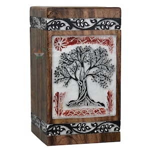 Rosewood Tree of Life Cremation Urn for Human Ashes - Wooden Box Urn for Pets - Handmade Adult Funeral Urns - Personalized Pet Urn