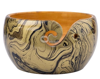 Large Handcrafted Yarn Bowl Wood - Sand Waves Yarn Bowl for Knitting and Crocheting - Yarn Bowl Handmade