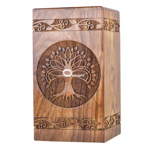 Wooden Cremation Urns for Human Ashes - Tree of Life Wooden Carved Box - Memorial Keepsake Urn - Urn for Mom and Dad by TimberLaneLLC