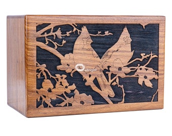 Urna funeraria personalizada de palisandro para cenizas humanas, recuerdo funerario de madera para adultos, diseño tallado a mano.