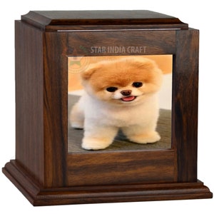 Urne funéraire en bois faite main pour les cendres - Urne pour chien en bois de rose pour animaux de compagnie | Boîte photo urne souvenir pour cendres humaines - Urnes pour chats. Boîte en bois