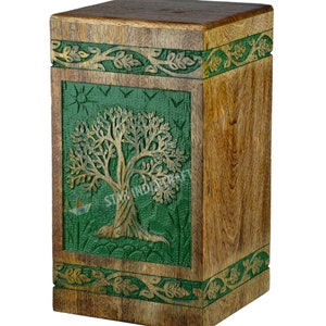 Wooden Cremation Urns for Human Ashes - Tree of Life Wooden Carved Box - Memorial Keepsake Urn - Urn for Mom and Dad by TimberLaneLLC