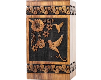 Urna funeraria artesanal de palisandro para cenizas humanas, recuerdo de madera para adultos, urna conmemorativa personalizada grabada.
