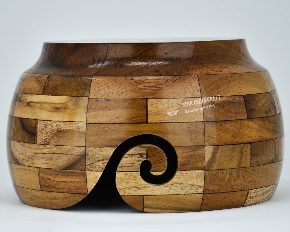 Handmade Rosewood Yarn Bowl for Knitting & Crocheting Yarn Etsy