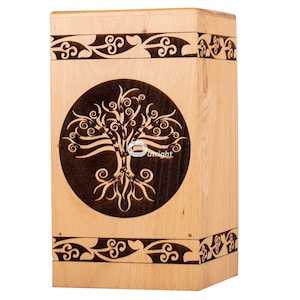 Handmade Rosewood Urn for Human Ashes - Tree of Life Wooden Box - Personalized Cremation Urn for Ashes Handcrafted - Large Wooden Urn Box