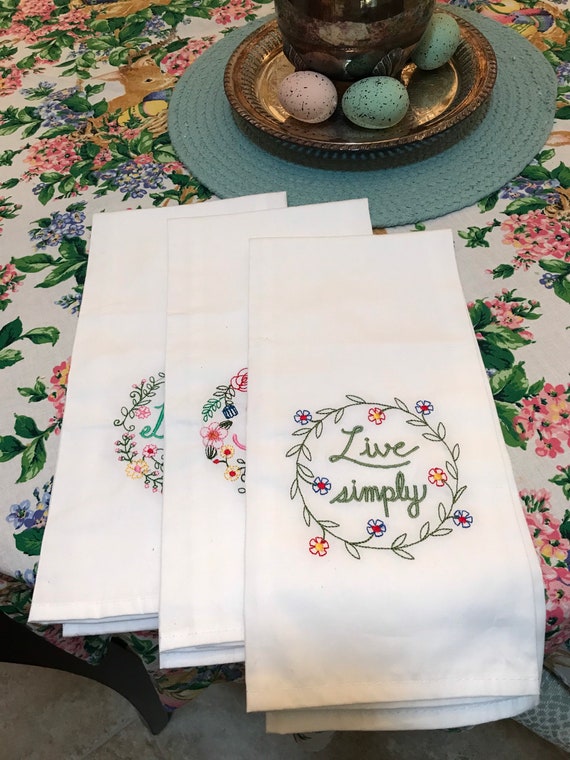 Embroidered Tea Towels Set of 3