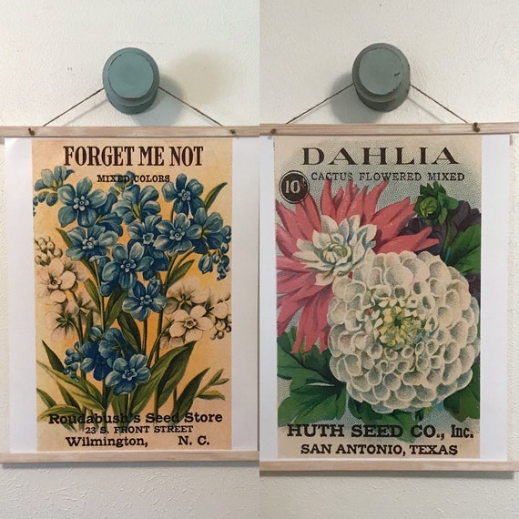 Handmade Seed Packets Pair Wall Hangings