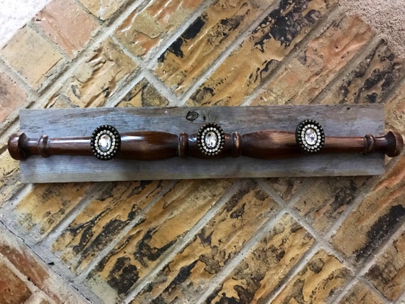 Distressed Wood 3-Hook Wall Rack