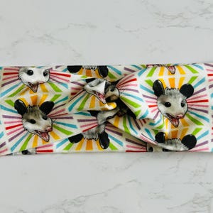 Bandeau torsadé Possum, faux turban opossum, bandeau opossum, bandeau bandit trash, impressionnant bandeau opossum, faux turban, bandeau torsadé