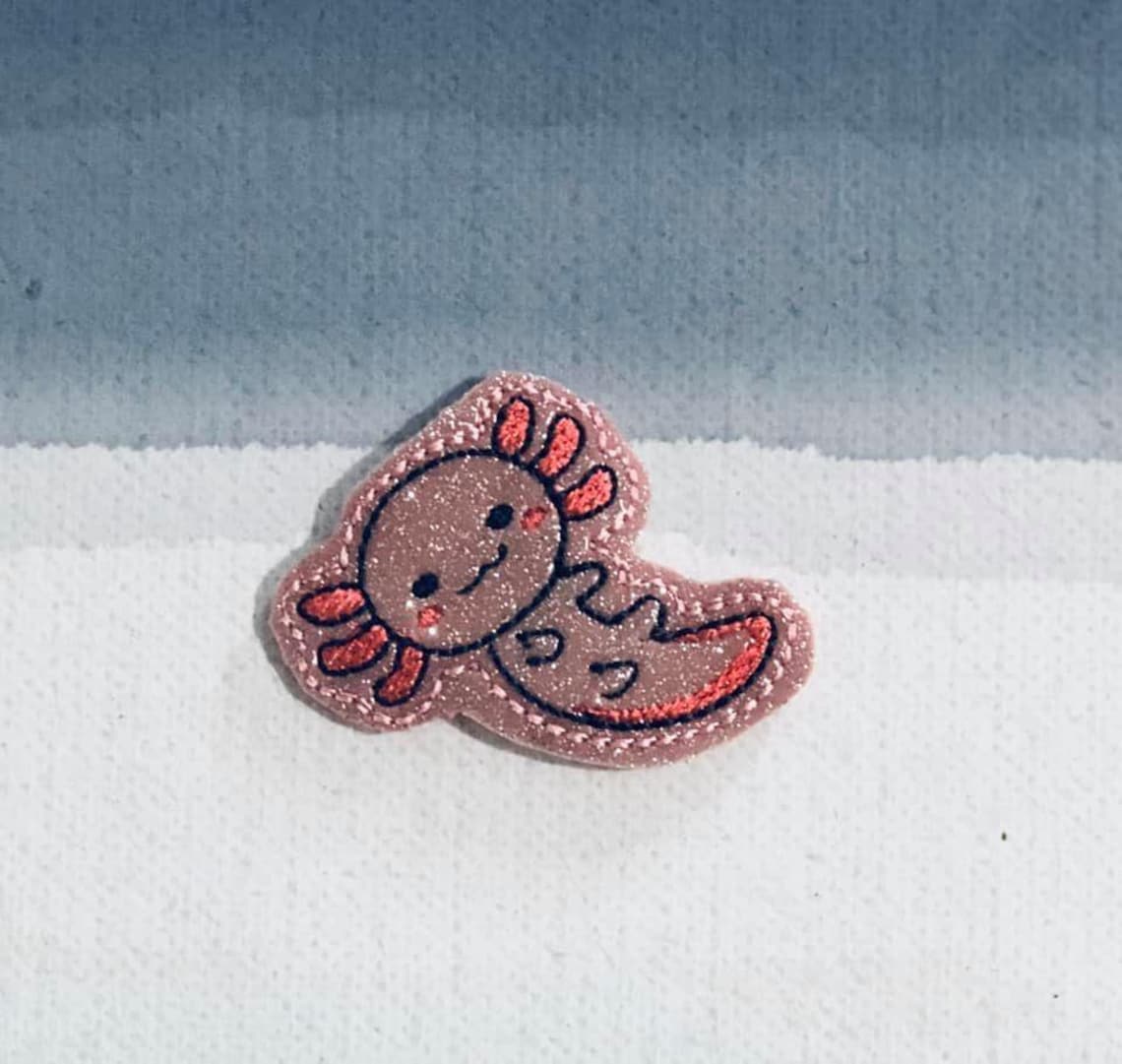 Digital download 4x4 kawaii axolotl feltie ith embroidery  etsy