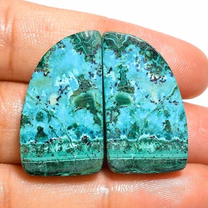 Natural Malachite Chrysocolla Gemstone, Polished Loose Designer Crystal Gemstone, Loose Gemstone Jewelry Making Supply 27X16X5 mm & 43.5Cts