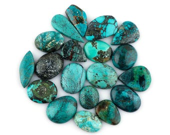 Lote de cabujones de turquesa tibetana natural, piedras preciosas sueltas de formas variadas para hacer joyas.