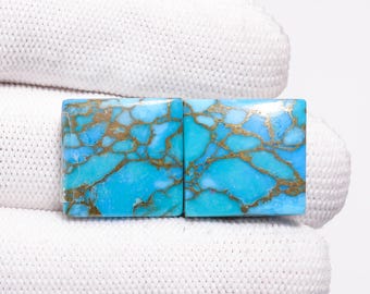 Mohave Copper Turquoise Cabochon Pair, AAA Quality Gemstone, Jewelry Making