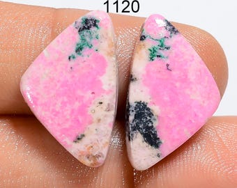 Natural Pink Cobalt Calcite Gemstone Cabochon, Pair Shape, Jewelry Making Supply