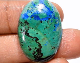 Natuurlijke chrysocolla-cabochon, ovale losse edelsteen voor het maken van sieraden