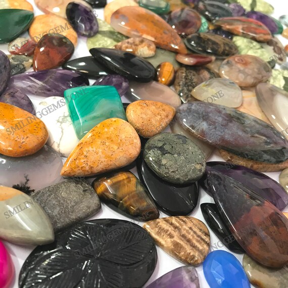 Lotto Di Pietre Preziose Miste, Cabochon Rotondi Piatti - Foto 7