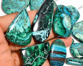 Natural Malachite Chrysocolla Cabochon Gemstones: Mix Shape, 20-40mm