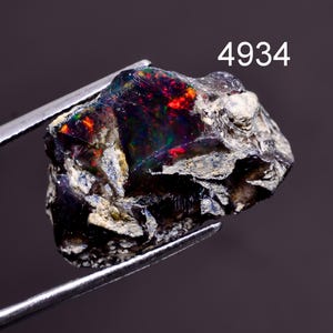 Natural Fire Play Raw Opal Crystal Gemstone, Real Ethiopian Black Opal Rough Rock Minerals, Good Luck Stone, Raw Opal Stone For Jewelry