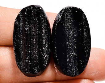 Natural Black Tourmaline Druzy Mix Shape Gemstone Pair, AAA Quality Jewelry Making Supply