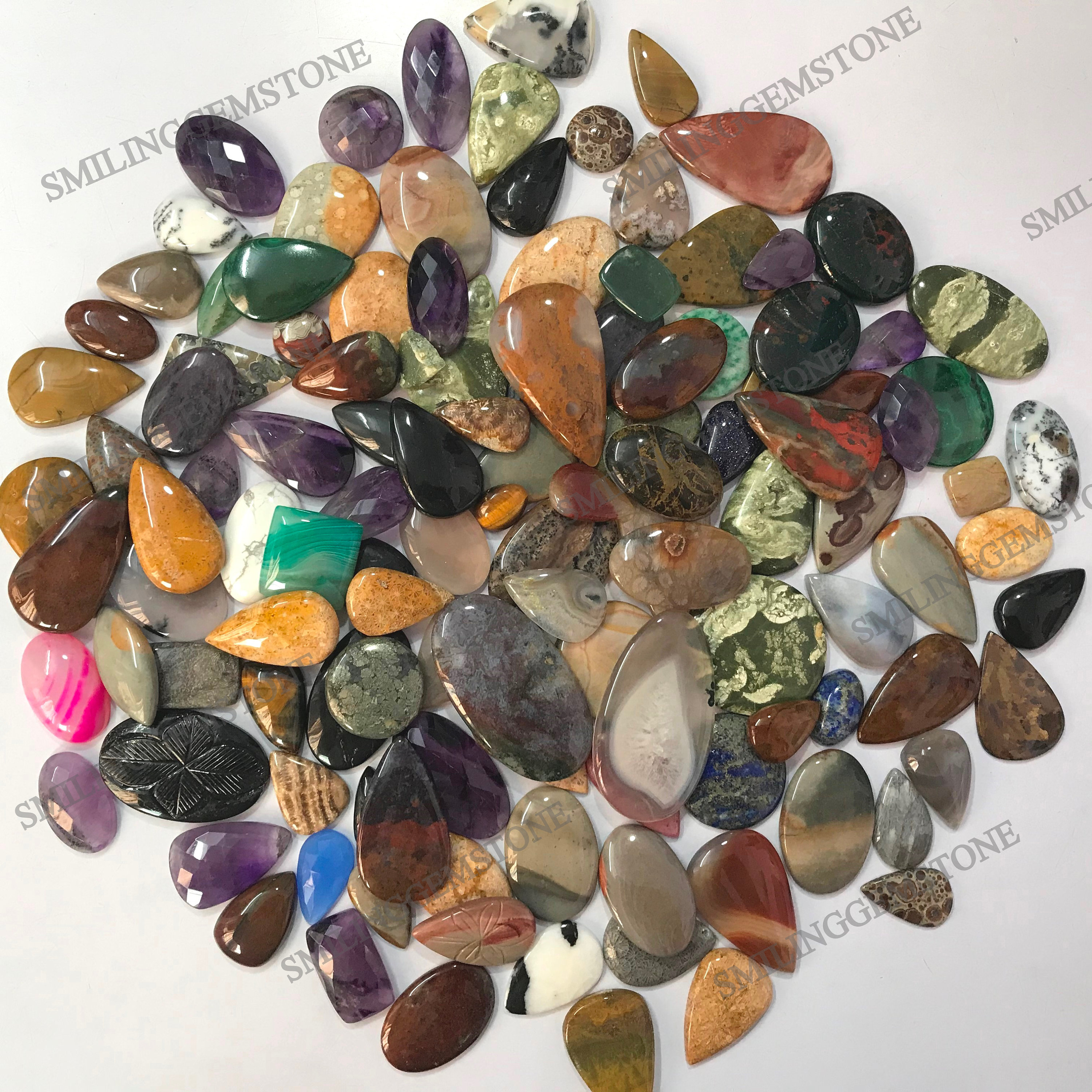 5 pezzi di agata verde naturale ovale cabochon, agata