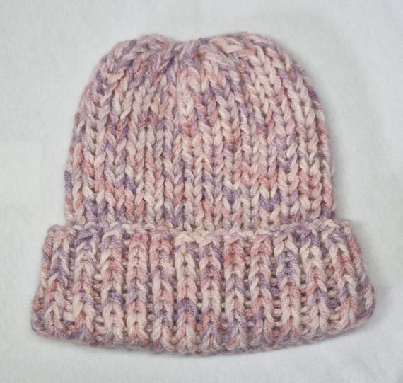 Pink & Purple Chunky Knit Beanie - Etsy display picture 1