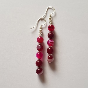 Rosa Achat Tropfen Ohrringe