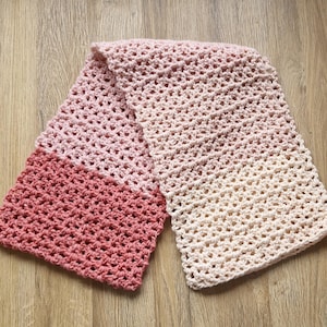 Warm Light Pink Ombre Winter Scarf / Warm Crochet Scarf