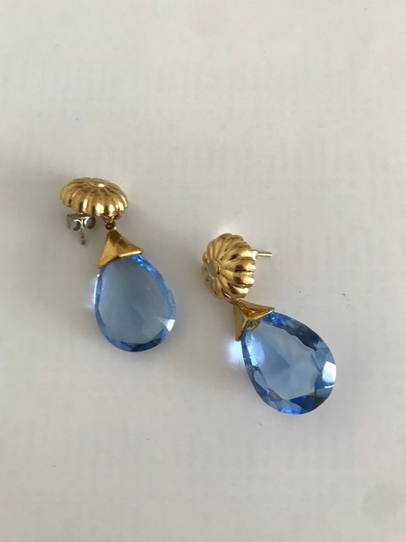 Fashion Women Crystal Blue Statement Silver Gold Plated Big Dangle Drop Earrings 