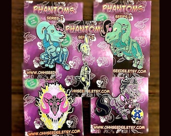 Halloween Phantoms Skeleton Animal Enamel Pins Glitter Glow Ram Rabbit Horse