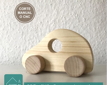 Houten speelgoed - Bouwtekeningen - PDF + SVG Eenvoudige bouwtekeningen voor een houten speelgoedauto - Doe-het-zelf cadeau voor Kerstmis