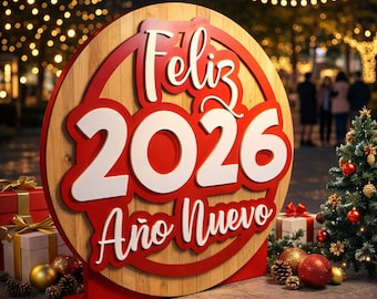 Gelukkig Nieuwjaar 2026 SVG | CNC Lasergesneden meerlaags bestand DXf Ai PDF EPS Decoratie Gelukkig Nieuwjaar!
