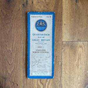 1946年英国陸地測量局発行 1/4インチ地図 イングランド北部中央部 シート2 | ヨークシャー、ランカシャー、湖水地方