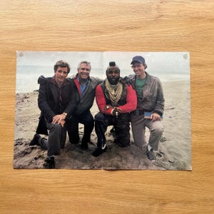 vintage Entretien avec le casting de l'affiche de l'équipe A | M. T. George Peppard Dirk Benedict Dwight Schultz