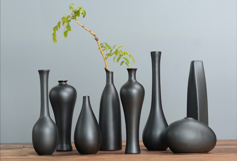 Black ceramic vase novel design can be used as living room Etsy