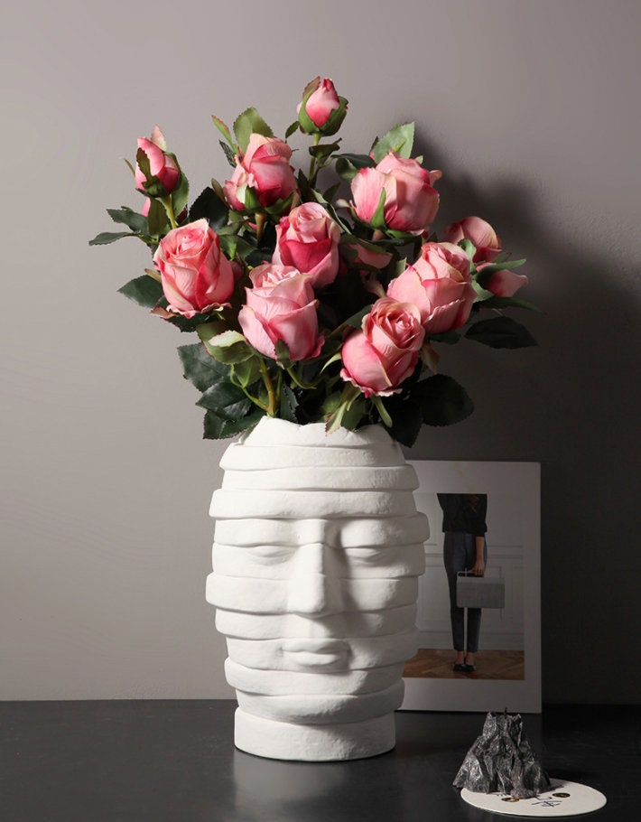 Human Black White Face Vase Ceramics Crockery Art of Splicing Etsy