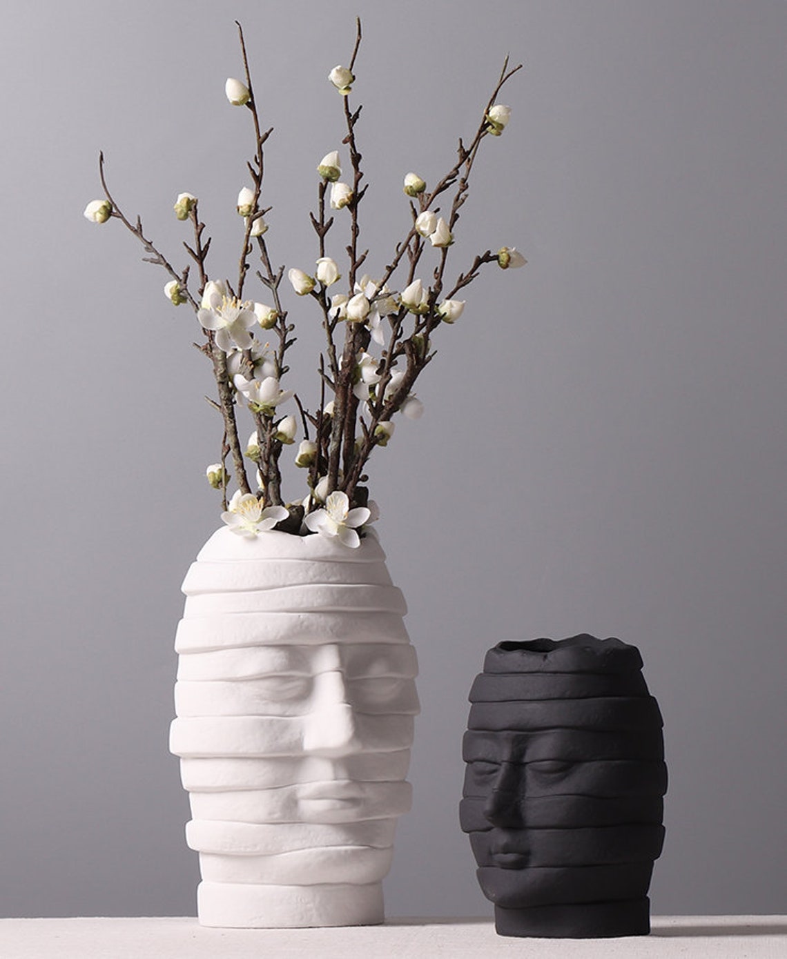 Human Black White Face Vase Ceramics Crockery Art of Splicing Etsy