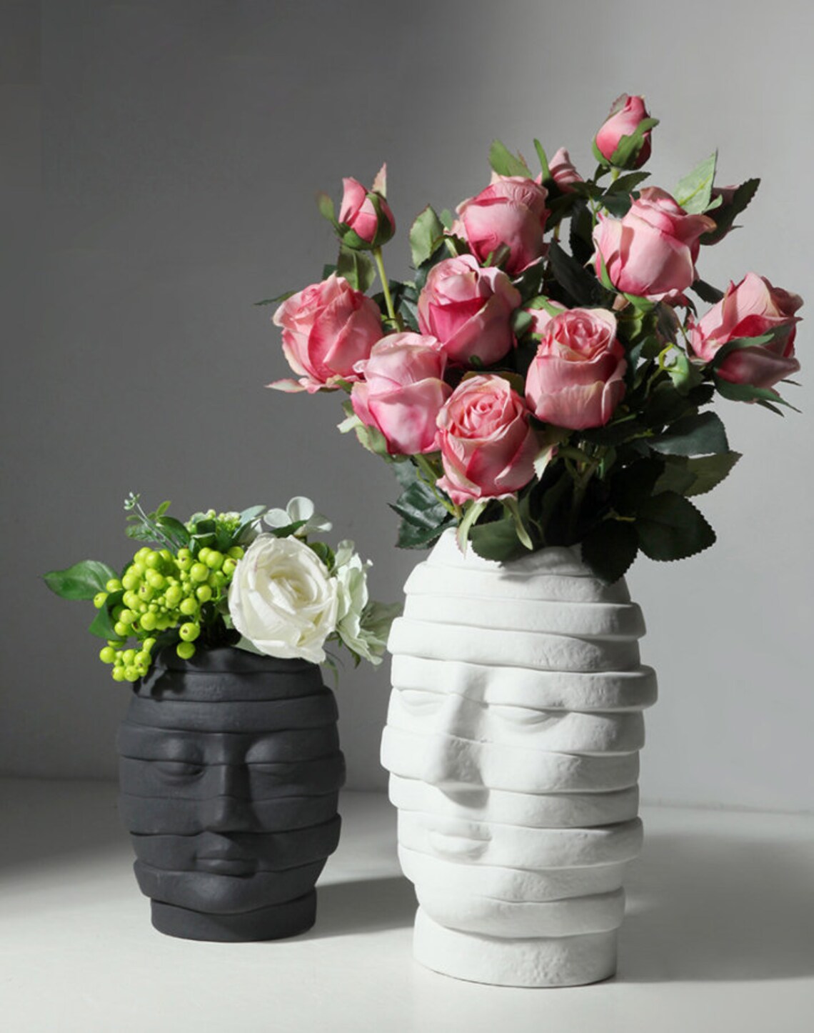 Human Black White Face Vase Ceramics Crockery Art of Splicing Etsy