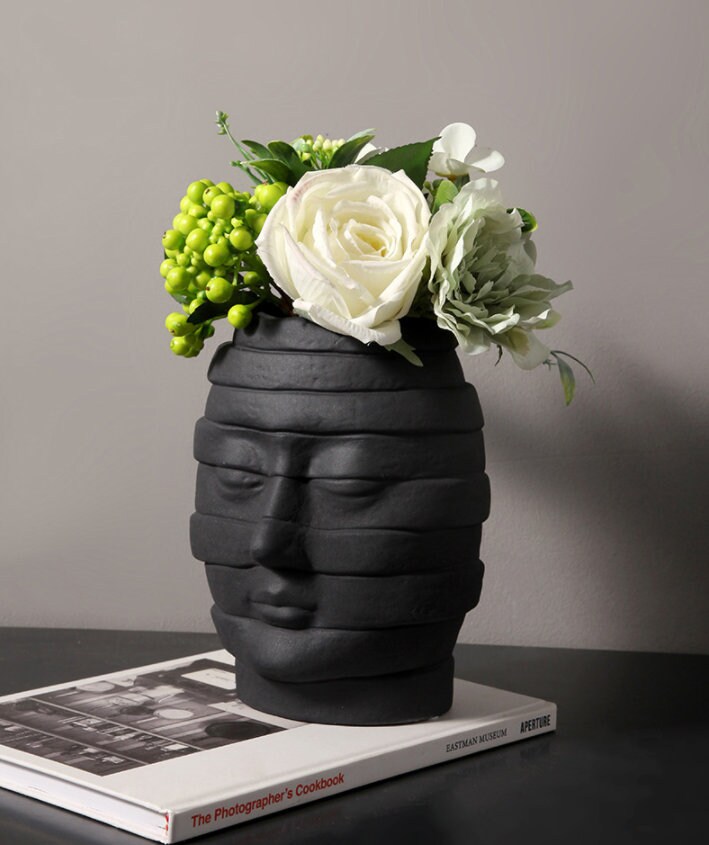 Human Black White Face Vase Ceramics Crockery Art of Splicing Etsy