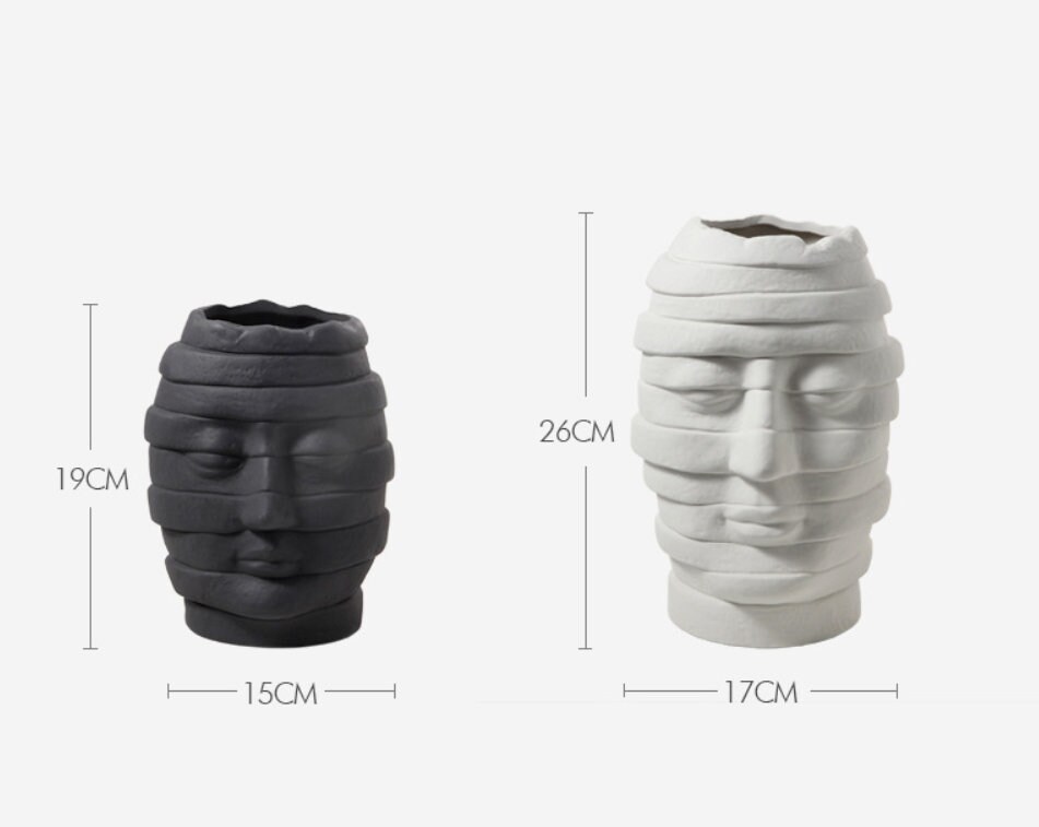 Human Black White Face Vase Ceramics Crockery Art of Splicing Etsy