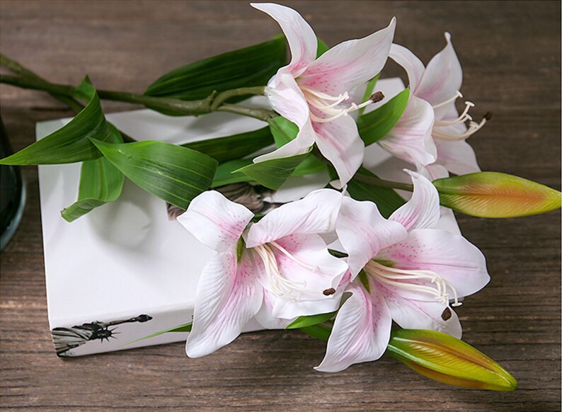 Lily Silk Flower Simulation Artificial Flower Lilium Brownii Etsy
