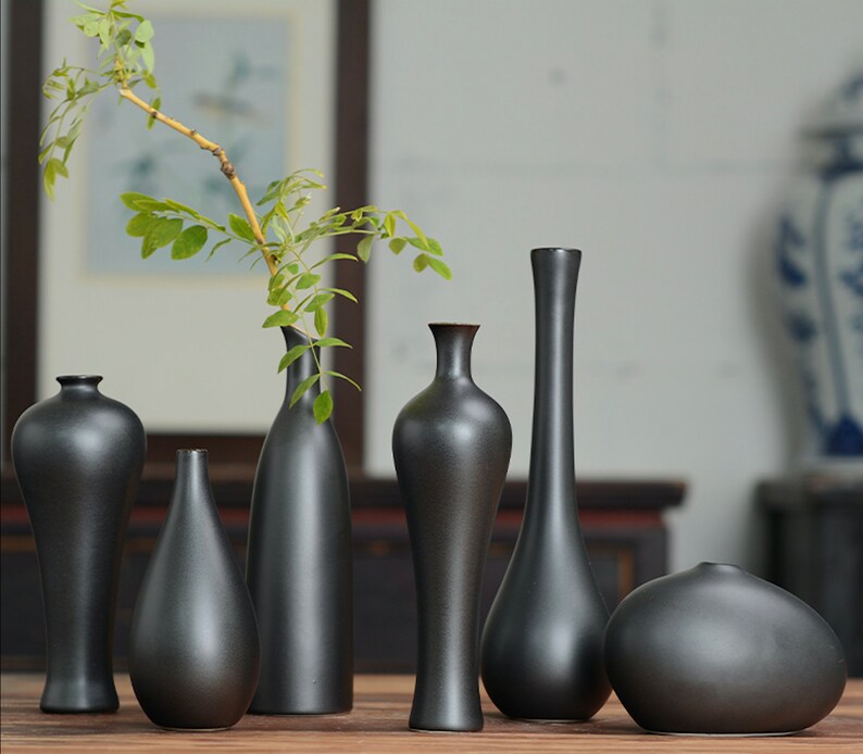Black ceramic vase novel design can be used as living room Etsy
