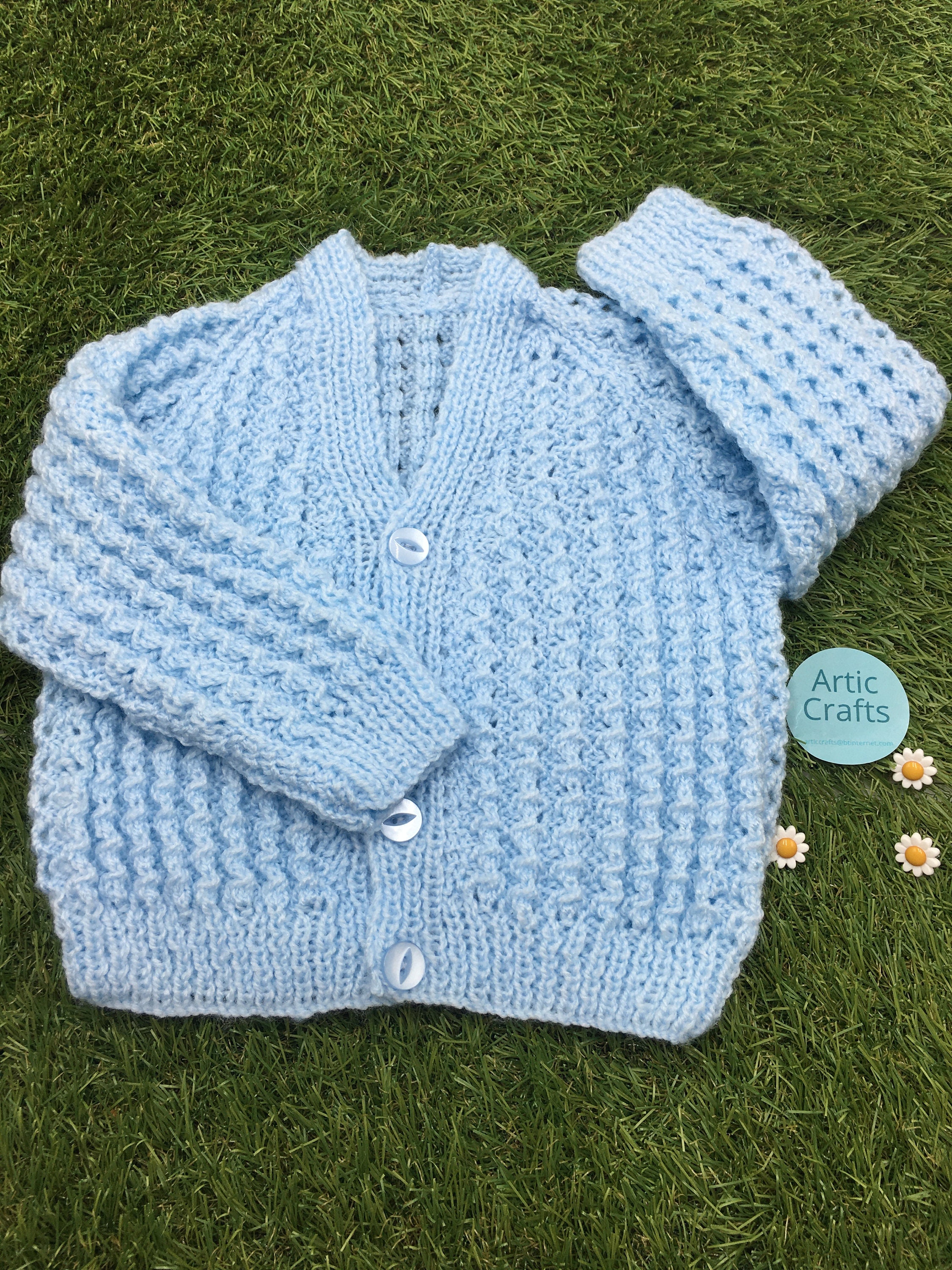 Hand Knitted Blue Baby Cardigan 36 Months Etsy