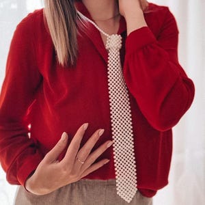 Perlenhalskette, Ivory Perlenkette, Party Damen Krawatte, Krawattenhalskette für Frauen