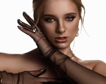 Black gloves, long gloves, long black gloves, tulle gloves, sheer gloves, party gloves, evening dress gloves, formal gloves