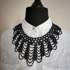 Black Pearl Choker: Acrylic Beaded Lace Bridal Necklace