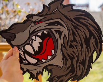 Großer Biker Biker Wolf Rückenaufnäher - zum Aufbügeln