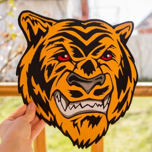 Tiger embroidery patch, large tiger patch, Iron-On Patch, Large Back Patch, biker patch