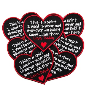 Memory pillow patch shape of a heart, Personalized Iron on Memory Patch, This is a shirt I used to wear, Memory pillows