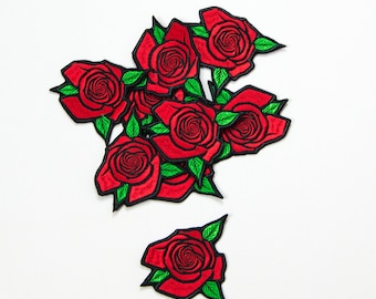 Embroidered rose patch flower, patch-iron on, patch for jacket, only 1